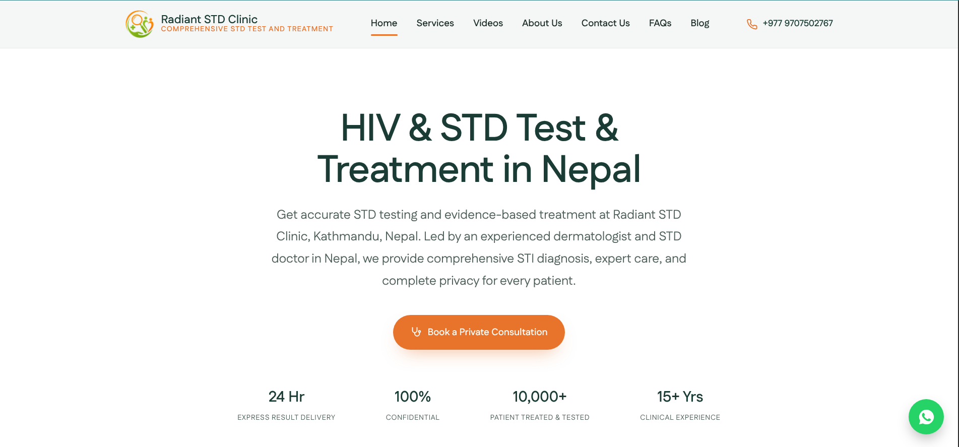 Radiant STD Clinic Website